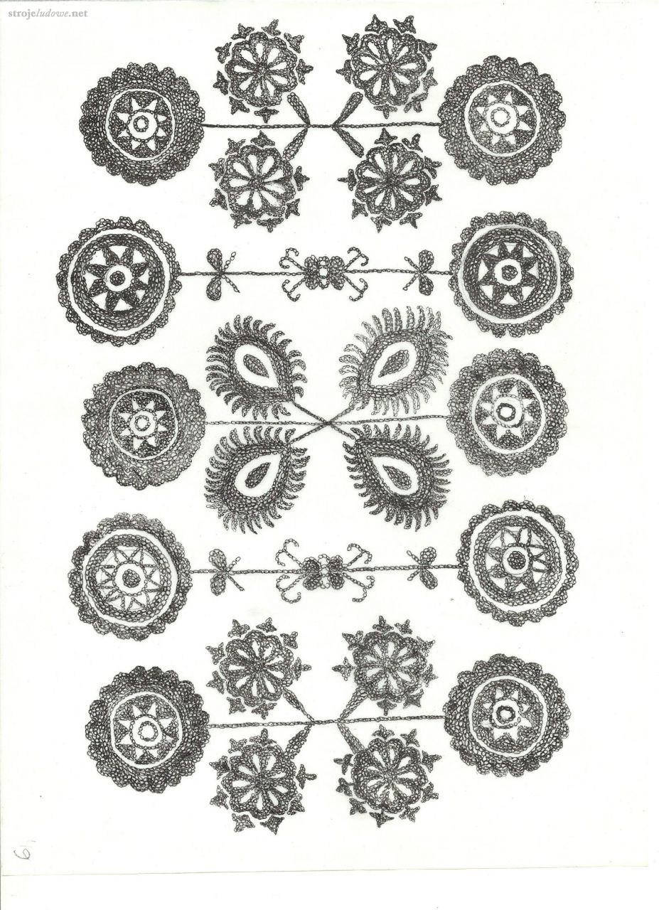 Motyw haftu z dolnej części przyramka i górnej części rękawa koszuli kobiecej, rys. E. Piskorz-Branekova