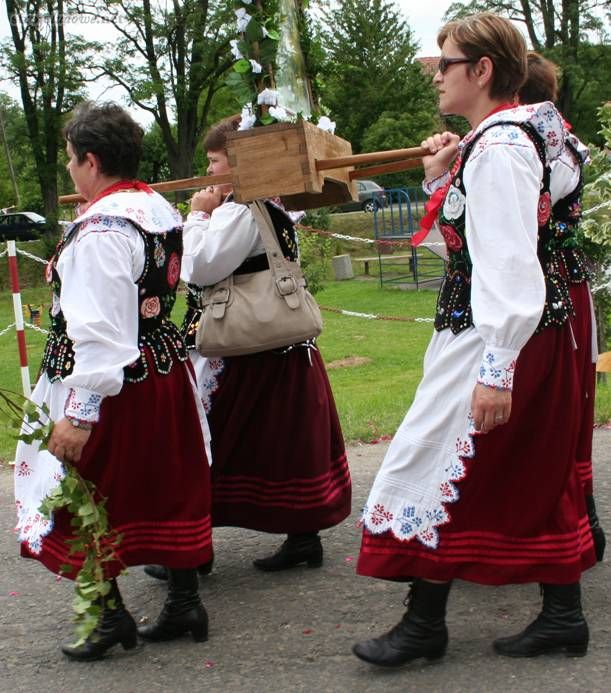 W spódnicach, rzeszowskie, Boże Ciało 2011 r, fot. A. Woźniak

Spódnice batystowe z bawełnianych płócien fabrycznych były w bardzo różnych kolorach i wzorach głównie roślinnych. U dołu zdobiono je zakładkami, usztywniano listwami i mocno krochmalono by uzyskiwały kształt dzwonu. Spódnice wełniane <em>kaźmirkowe</em> lżejsze i <em>dybetowe </em>grubsze były w różnych kolorach od jasnych po ciemne, były jednokolorowe lub w kwiaty. Spódnice w kwiaty miały naszyte od dołu zdobiono zakładkami.