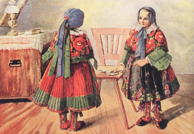 Dzieci z Brzeska w stroju pyrzyckim, Robert Holsten, <em>Die Volkskunde des Weizackers </em>[w:] <em>Aus dem Pyritzer Weizacker, </em>Szczecin, 1914, ze zbioró LISTNUM w Pyrzyckiej Biblioteki Publicznej

Najpowszechniej używany był czepek jedwabny w kształcie czapeczki. Niebieskie nosiły dziewczynki, dziewczyny i młode kobiety, czarne – kobiety starsze. Okalał on głowę niewiasty jak czapeczka, a w części przedniej ściśle przylegał do uszu i półkolistymi zakolami przysłaniał częściowo policzki. Czepek taki szyto z dwóch płatów tkaniny: przedni otaczał twarz (tak jak zostało opisane powyżej), tylny (prostokątny, doszyty do przedniego i ściągany tasiemką) dopasowywał czepek do kształtu głowy i był rodzajem denka.