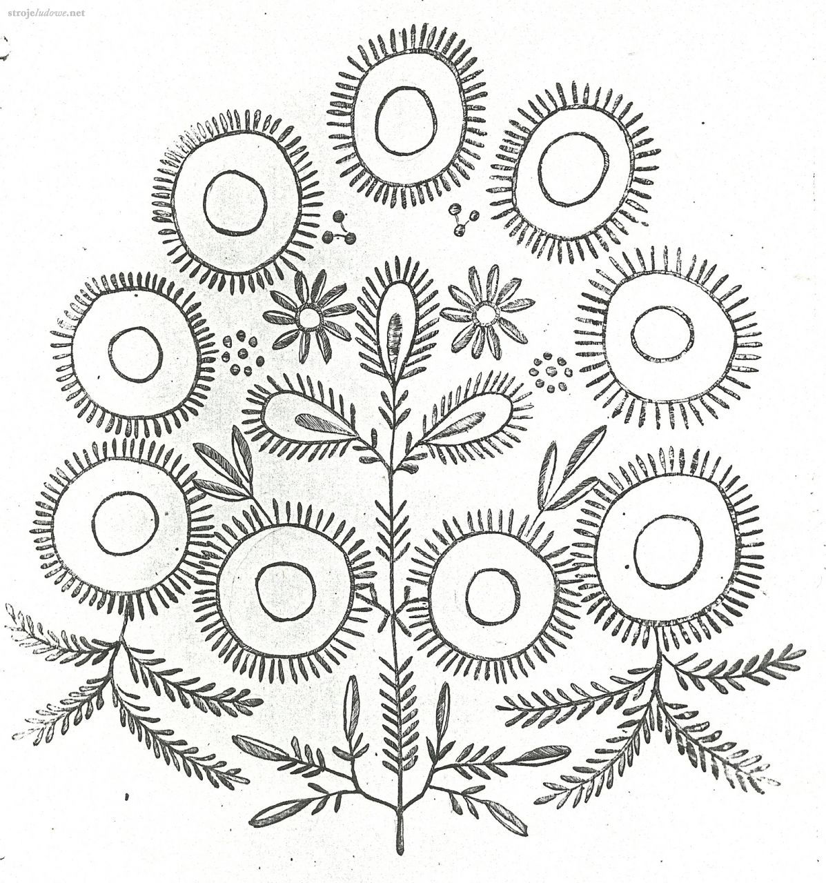 Haft z czepka, wieś Dębie, pow. włocławski, 1915 r. Ze zbiorów Archiwum Naukowego Państwowego Muzeum Etnograficznego w Warszawie