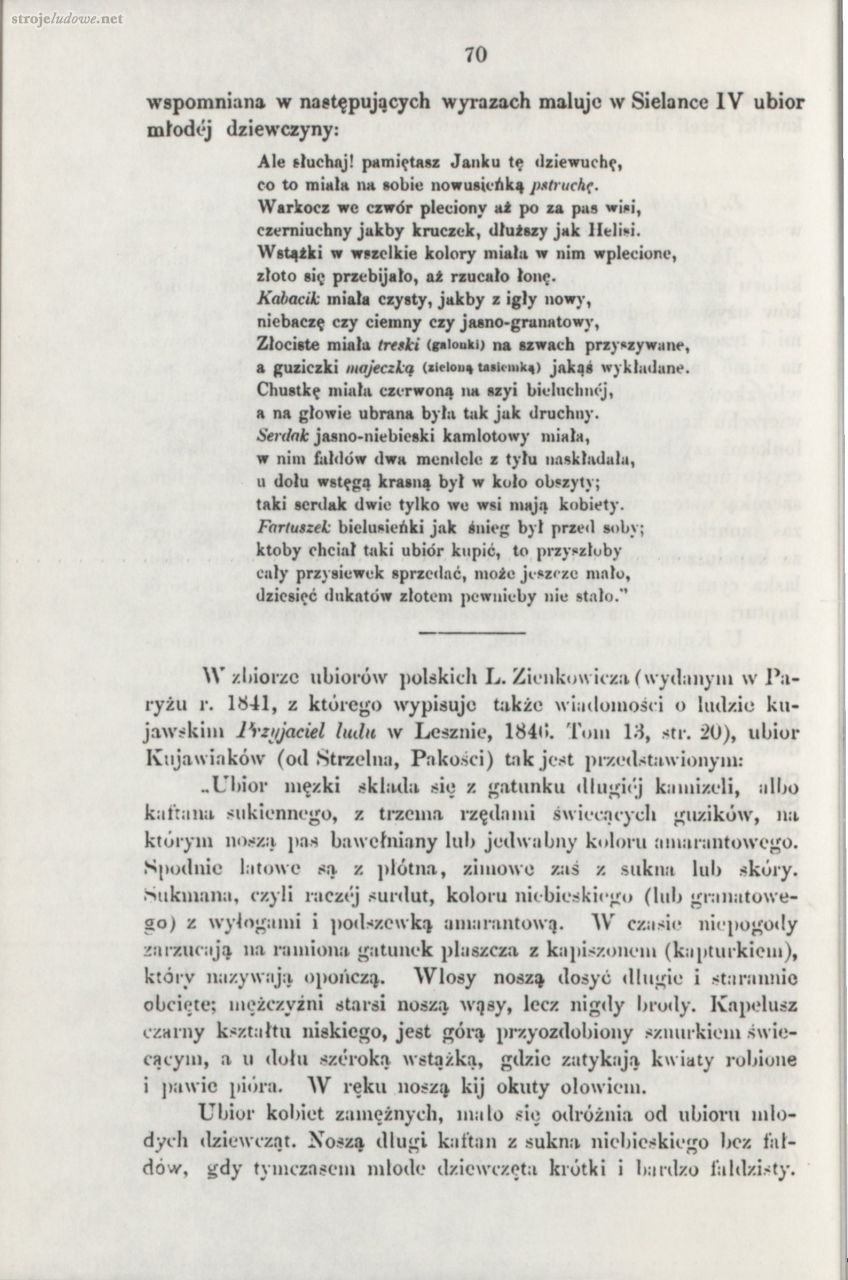 Oskar Kolberg, Dzieła Wszystkie, Tom 3, Kujawy, cz. I, s. 70
Źródło: www.polona.pl