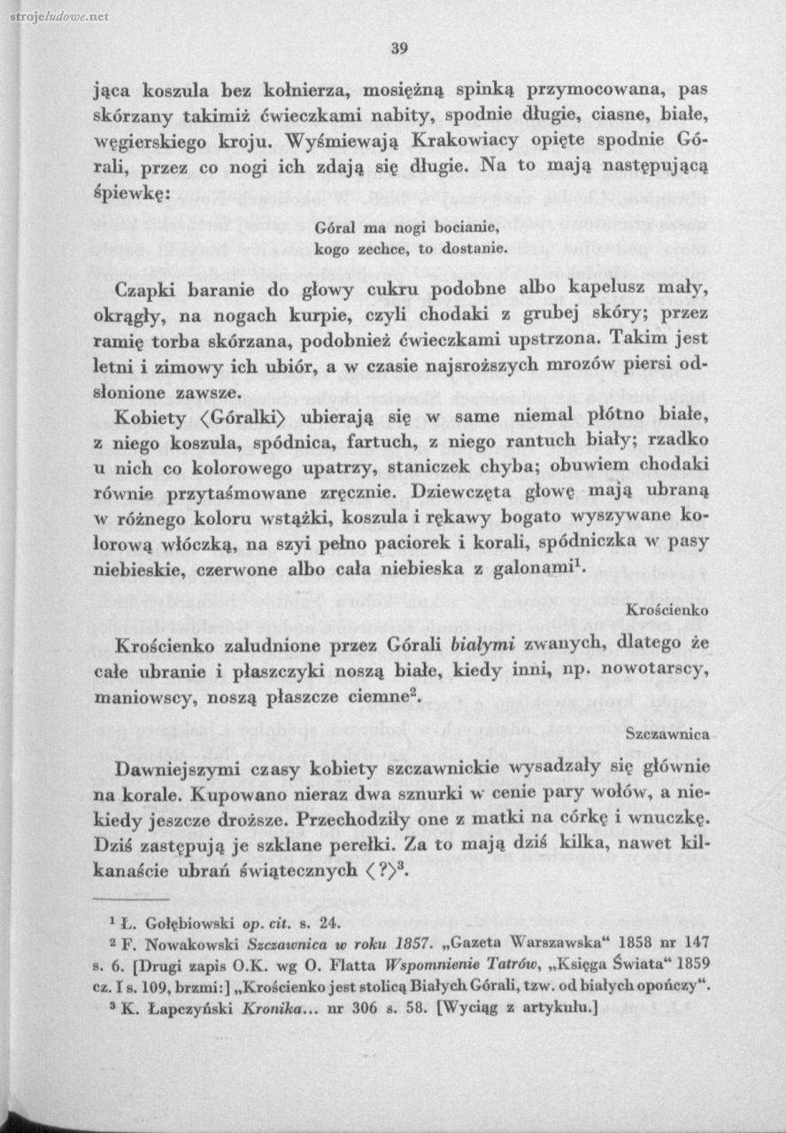Oskar Kolberg, Dzieła Wszystkie, Tom 44, Góry i Podgórze część 1, s. 39
Źródło: www.polona.pl
