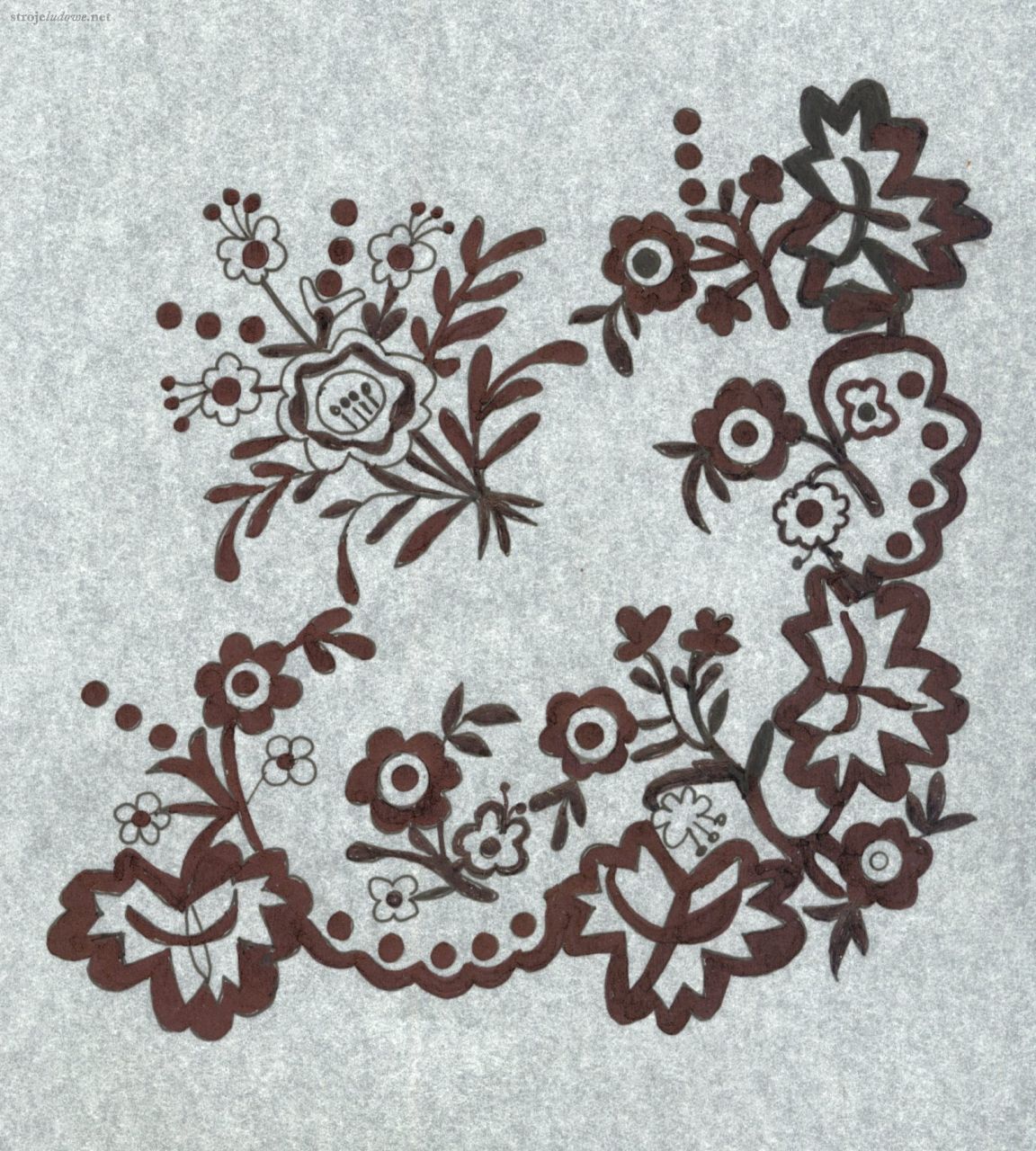 Motyw haftu z naroża chustki tiulowej, rys. Elżbieta Piskorz-Branekova