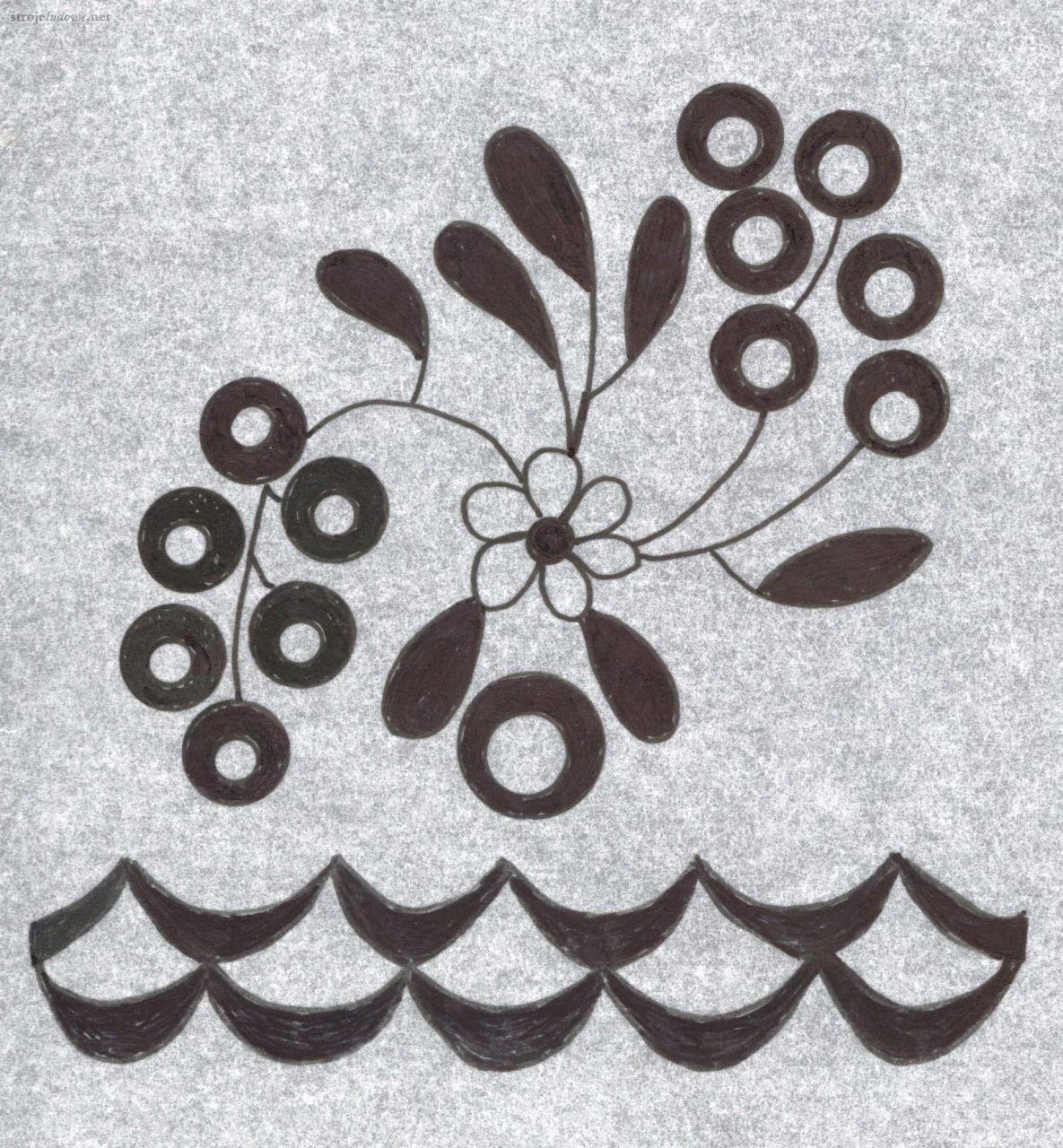 Motyw haftu ze spódnicy, rys. Elżbieta Piskorz-Branekova