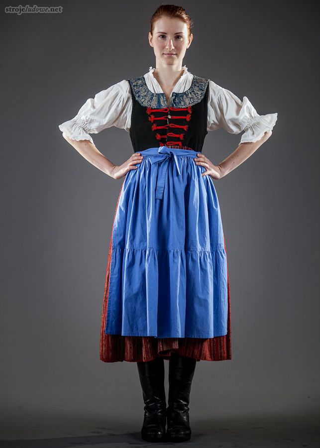 Kobiecy strój oleski, XIX/XX w., ze&nbsp;zbiorów Muzeum Wsi Opolskiej