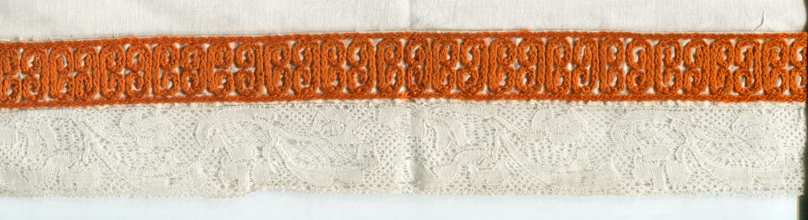 Pomarańczowy haft tzw. tyłami do siebie [myta rykja cü] na związce odświętnej (na niedzielę i mniejsze święto) fot. Tymoteusz Król