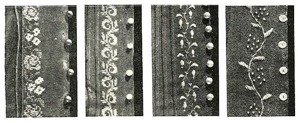 Pasy barwnych ozdób wyszywanych wełną i&nbsp;jedwabiem na&nbsp;przednich częściach „polek", tj. bluz. Dąbrówka, pow. Międzyrzecz, Fot. A. Glapa, 1956&nbsp;r., za: A. Glapa, Strój międzyrzecko-babimojski (lubuski), Atlas Polskich Strojów Ludowych, Polskie Towarzystwo Ludoznawcze, Wrocław 1956,s. 58,  ryc. 73.

Haft wielobarwny spotykany był na&nbsp;polkach, gdzie ozdabiał stójkę oraz umieszczany był wzdłuż jej zapięcia i&nbsp;(czasem) dolnej krawędzi. Najczęściej stosowano ścieg krzyżykowy, rzadziej atłasek, w&nbsp;kolorach zielonym, czerwonym, różowym, pomarańczowym i&nbsp;niebieskim. Najbardziej popularne były uproszczone motywy roślinne, choć zdarzały się także motywy geometryczne.
